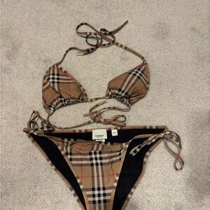 Burberry Beige and Black Check Bikini